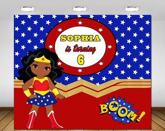 Wonder Woman Backdrop, Wonder Woman Party Decoration, Wonder Woman Birthday Party, Backdrop, Poster, Sign, Banner, Dessert Table, 72x60\u0027\u0027